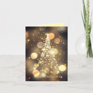 Sparkling Bokeh Merry Christmas Tree Holiday Card