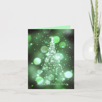 Sparkling Bokeh Merry Christmas Tree Holiday Card