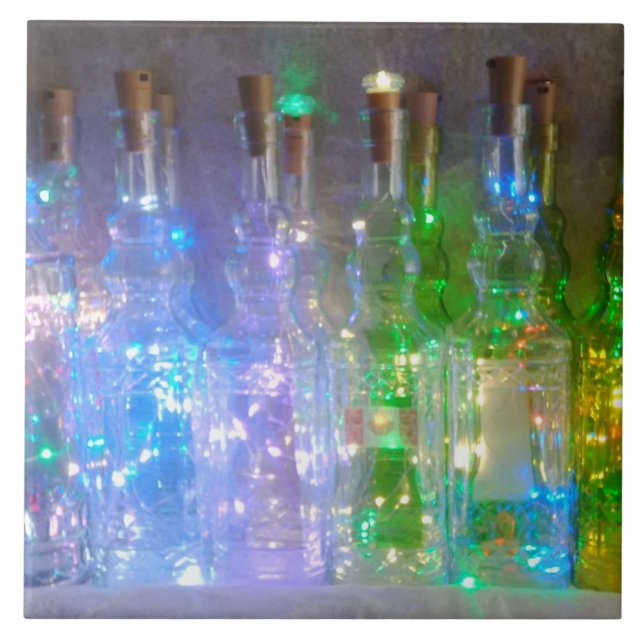 Sparkling Bottles Large Ceramic Tile (Front)