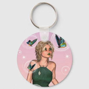Sparkling Butterfly Fairy Fantasy Art Keychain