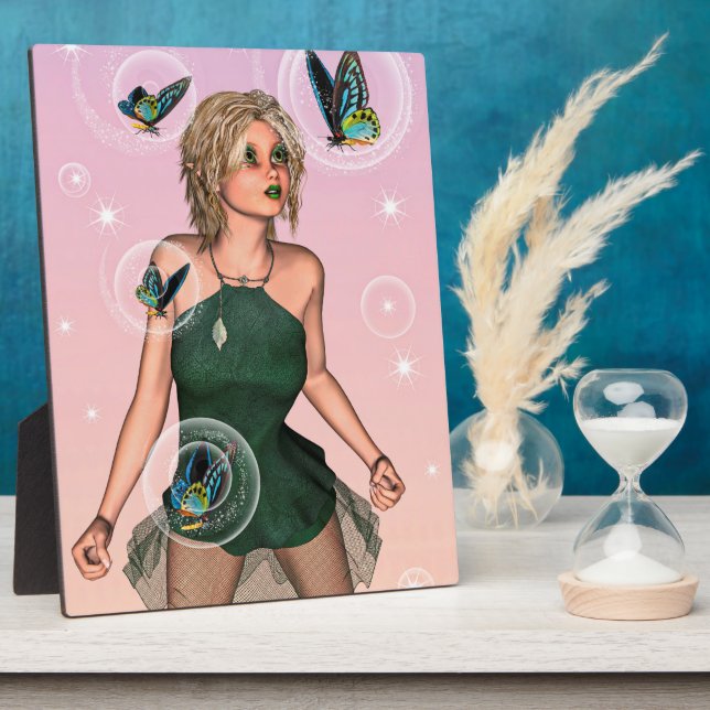Sparkling Butterfly Fairy Fantasy Art Plaque (Side)