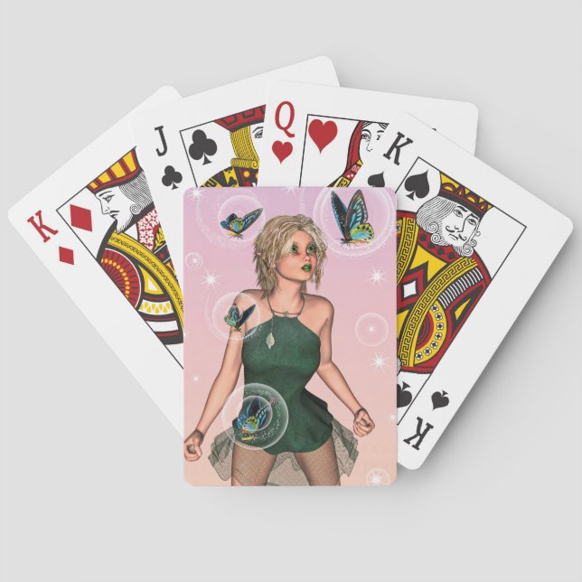 Sparkling Butterfly Fairy Fantasy Art Playing Cards (Back)