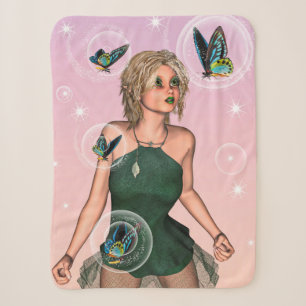 Sparkling Butterfly Fairy Fantasy Art Sherpa Blanket