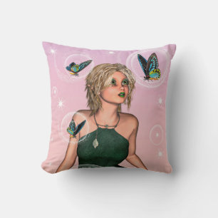 Sparkling Butterfly Fairy Fantasy Art Throw Pillow