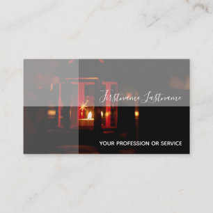 Sparkling candle rectangular shades calligraphy business card