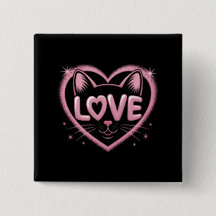 Sparkling Cat Love 2 Inch Square Button