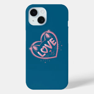 Sparkling Cat Love iPhone 15 Case