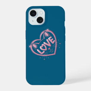 Sparkling Cat Love iPhone 15 Case