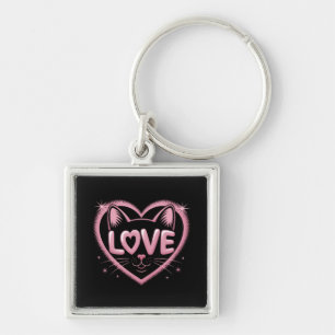 Sparkling Cat Love Keychain