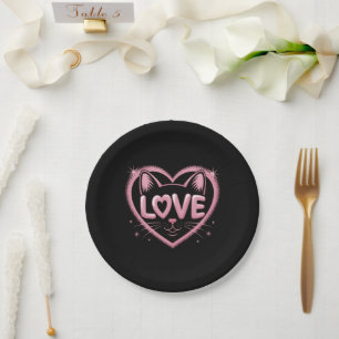 Sparkling Cat Love Paper Plate