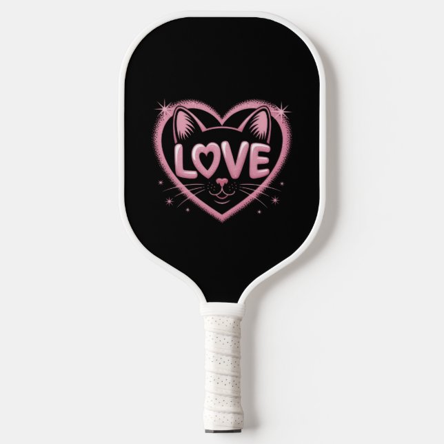 Sparkling Cat Love Pickleball Paddle (Front)