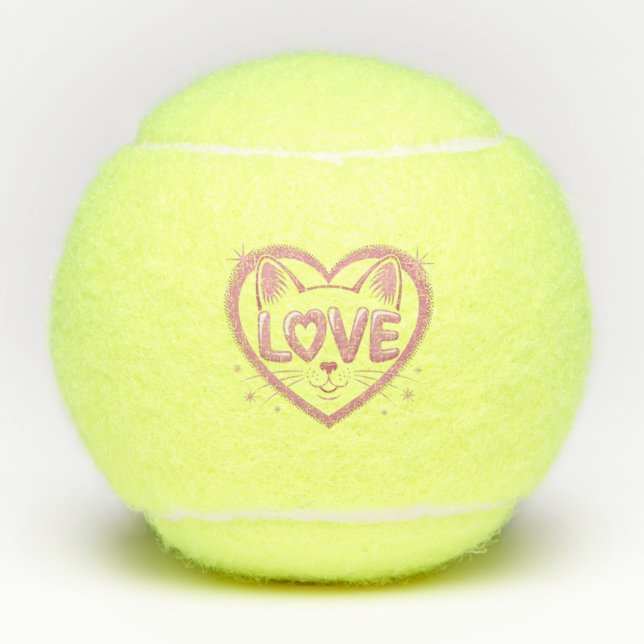 Sparkling Cat Love Tennis Balls (Front)
