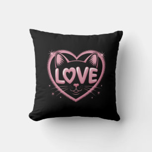 Sparkling Cat Love Throw Pillow
