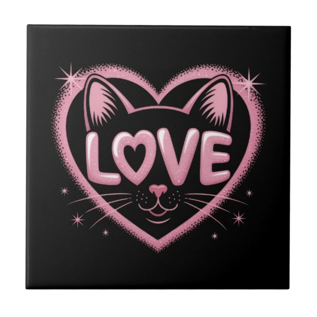 Sparkling Cat Love Tile (Front)