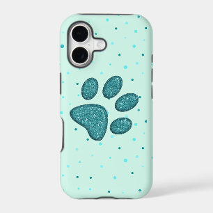 sparkling cat paw print - mint