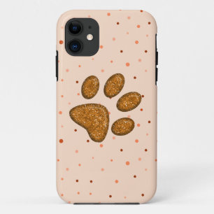sparkling cat paw print - orange iPhone 11 case