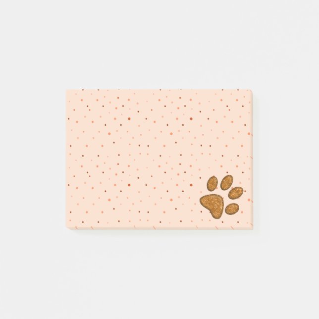 sparkling cat paw print - orange post-it notes (Front)