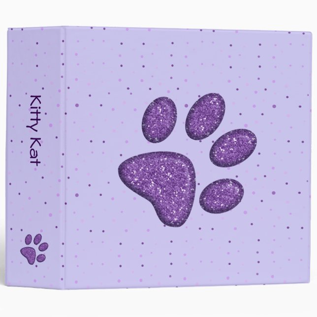 sparkling cat paw print - purple binder (Front/Spine)