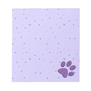 sparkling cat paw print - purple notepad
