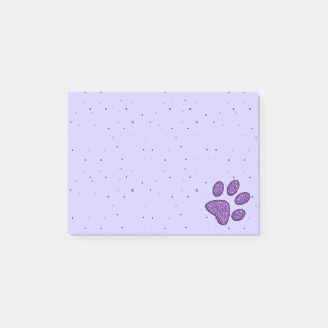 sparkling cat paw print - purple post-it notes (Front)