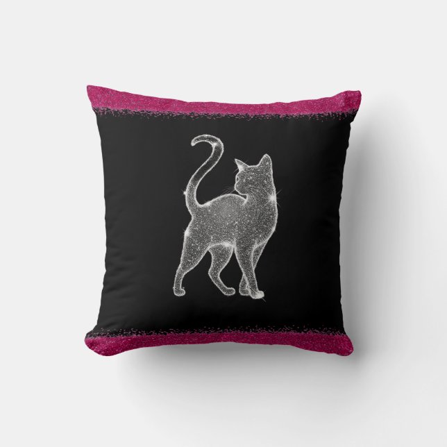 Sparkling Cat Throw Pillow (Front)