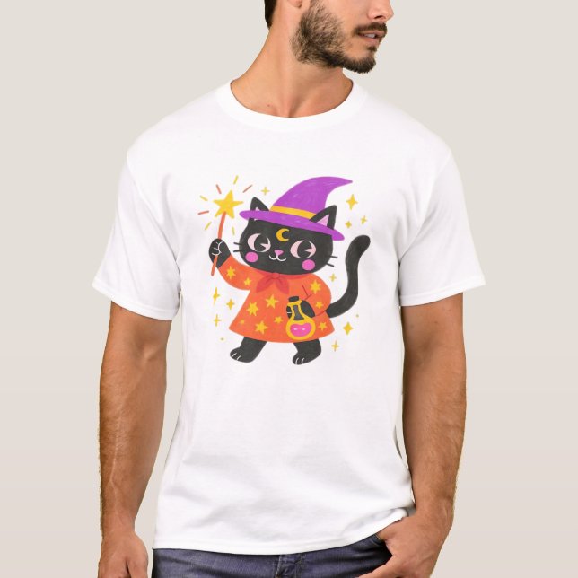 Sparkling Celestial Kitty Witch Classic T-Shirt (Front)