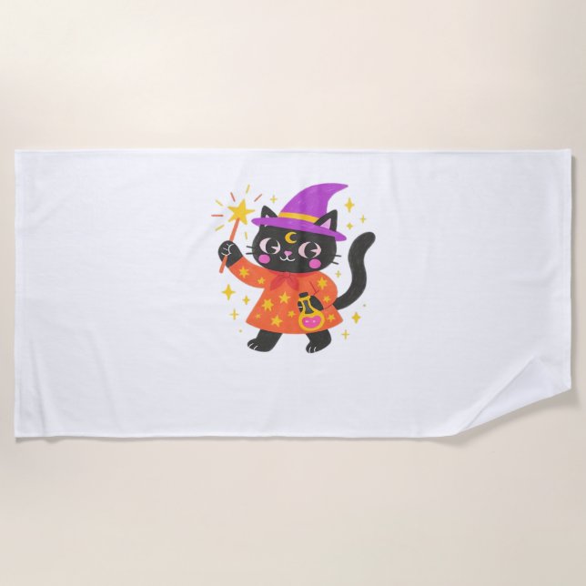Sparkling Celestial Kitty Witch Classic T-Shirt Beach Towel (Front)