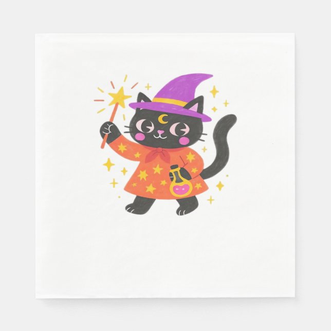 Sparkling Celestial Kitty Witch Classic T-Shirt Napkin (Front)