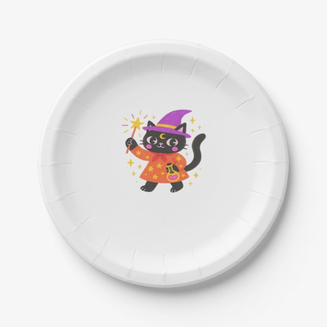 Sparkling Celestial Kitty Witch Classic T-Shirt Paper Plate (Front)