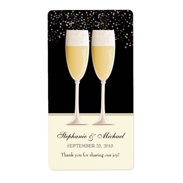 Sparkling Champagne Wedding Favour Wine Labels (Front)