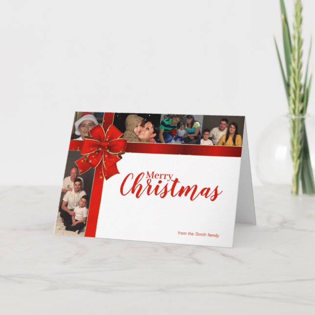 Sparkling Christmas Bow Carte photo de vacances (Devant)