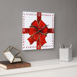 Sparkling Christmas Bow Clock