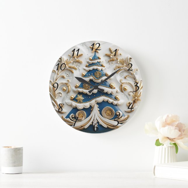 Sparkling Christmas clock with tree. (Home)