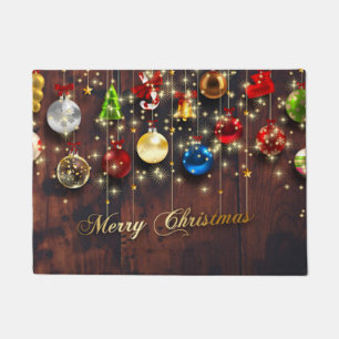 Sparkling Christmas Ornament & snowflakes Doormat