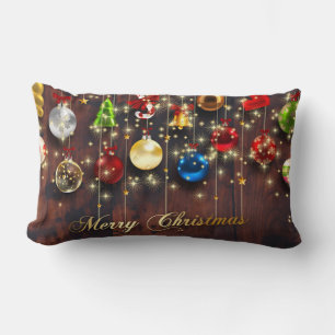 Sparkling Christmas Ornament & snowflakes Lumbar Pillow