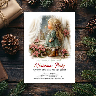 Sparkling Christmas Scene Girl Festive Party   Invitation