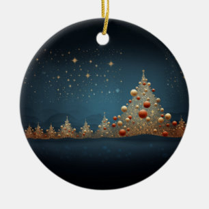 Sparkling Christmas Tree 5 Ceramic Ornament