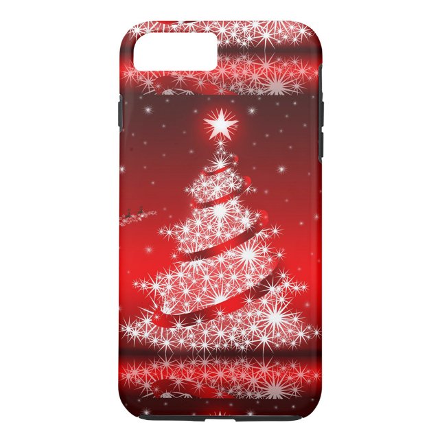 Sparkling Christmas Tree  Case-Mate iPhone Case (Shimmering stars against a red background!)