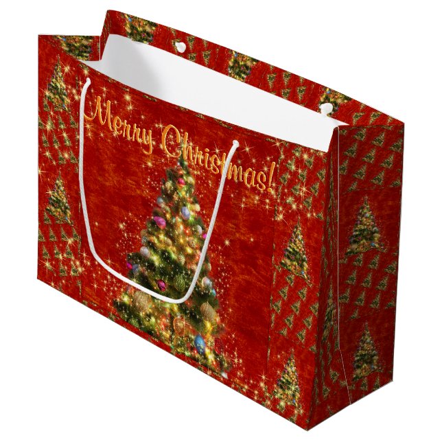 Sparkling Christmas Tree Large Gift Bag (Front Angled)