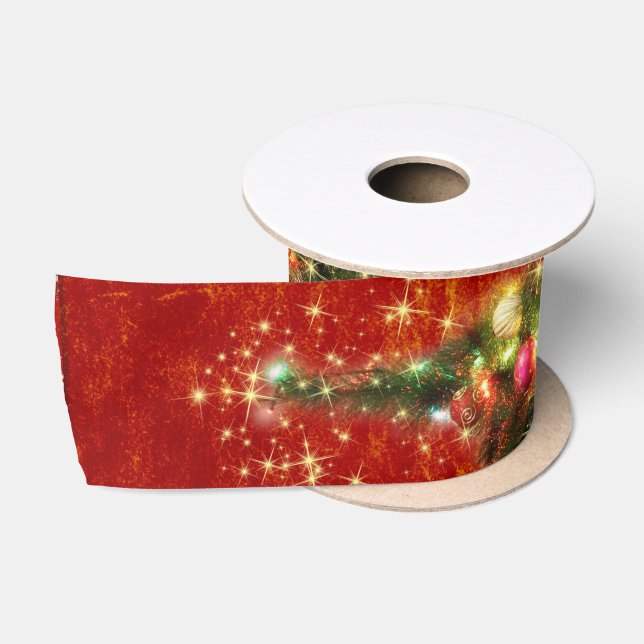 Sparkling Christmas Tree Ribbon Satin Ribbon (Spool)
