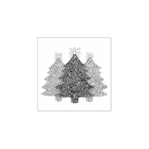 Sparkling Christmas tree silhouette  Rubber Stamp