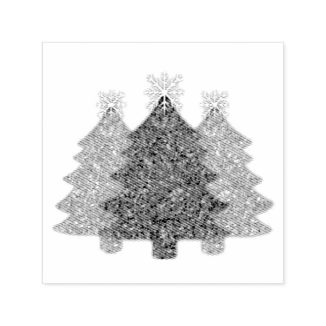 Sparkling Christmas tree silhouette  Self-inking Stamp (Design)