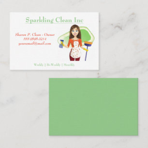 Sparkling Clean Girl House Cleaning Service Business Card