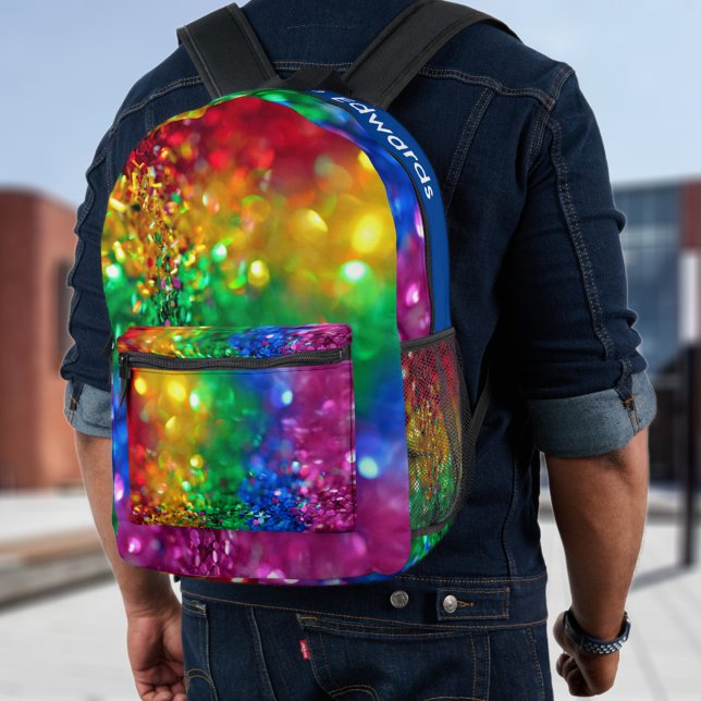 Sparkling Colour Burst Rainbow Sequin Customizable Printed Backpack (Creator Uploaded)
