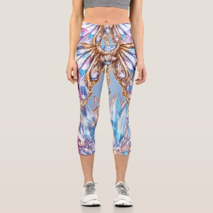 Sparkling Crystal Butterfly Design Capri Leggings