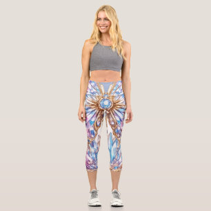 Sparkling Crystal Butterfly Design Capri Leggings