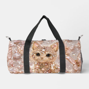 Sparkling Crystal Cute Cat Aesthetic small duffel Duffle Bag