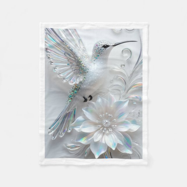 Sparkling Crystal Hummingbird Throw Blanket (Front)