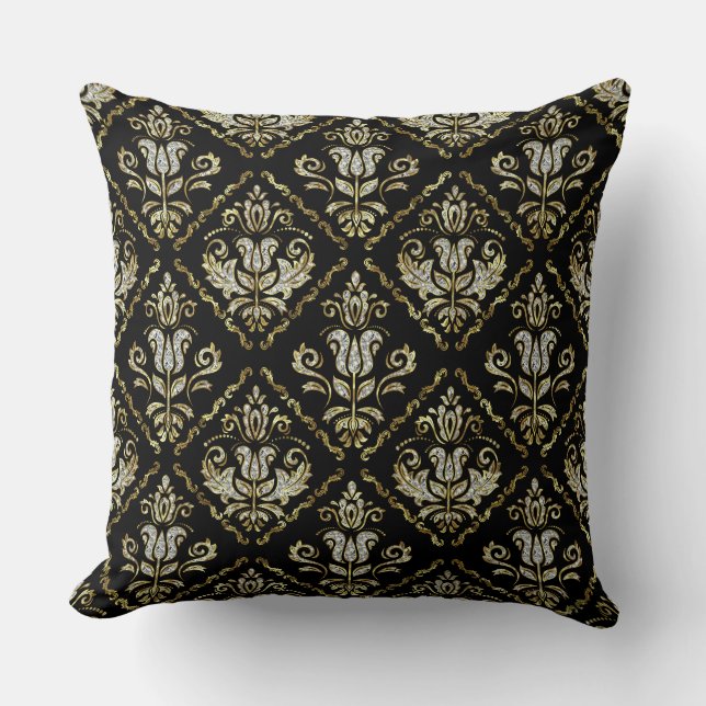 Sparkling damask pattern throw pillow (Front)