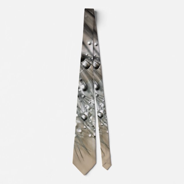 Sparkling Dew Dandelion Khaki Background Tie (Front)